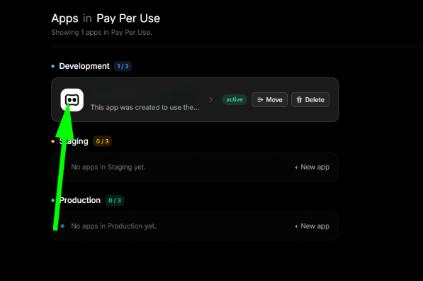 Placeholder for step 5: Click on Development app